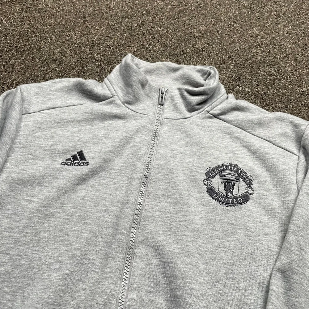 Adidas Manchester United Full Zip Track Jacket Gray Mens Large Soccer Football
